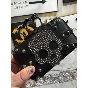 JN’s Boutique Couture Studded Clutch Knuckle Ring Skull Chain Strap Punk Goth